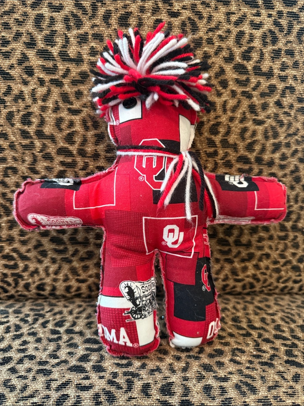 Oklahoma Sooners Red Plush Mascot Doll. 11” tall x 10” wide.